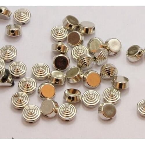 200 Silver Tone Metallic Rock Punk Spike Circle Studs Beads 10X6mm Jewelry Make