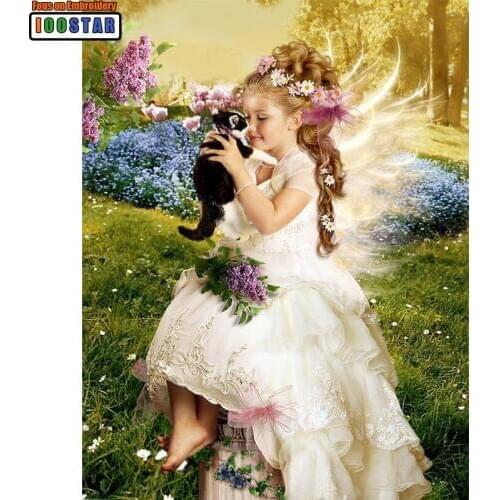 3D DIY Diamond Painting Baby Crystal Diamond Painting Cross Stitch Lovely Angel Wing Girl Needlework Home Decorative