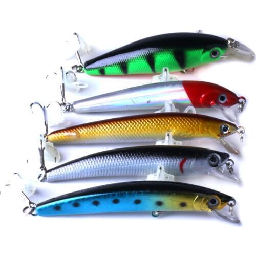 5pcs New Mixed Minnow Fishing Lure 3D Eyes Hard Plastic Crankbait Artificial Bait Fishing Tackle Crank Lure Wobblers