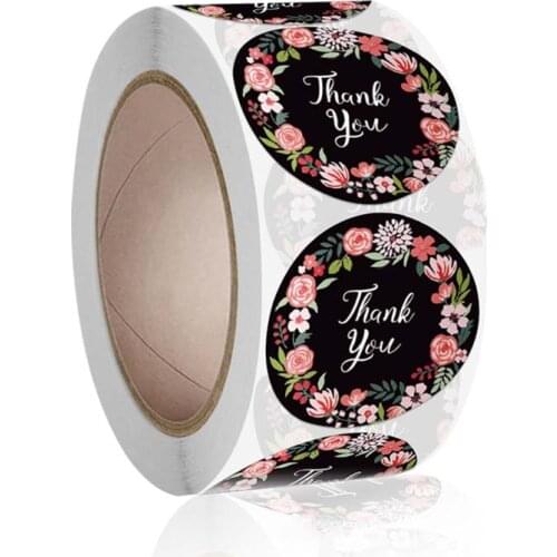 50-500pcs 1 Inch Round flower Thank you sticker for business package Cute gift seal labels Stationery Sticker Handmade decor