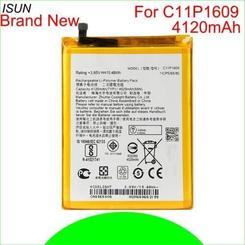 ISUNOO 10pcs/lot 4120mAh C11P1609 Battery For ASUS Zenfone3 max 5.5" ZC553KL X00DDA For Zenfone 4 max 5.2" ZC520KL X00HD