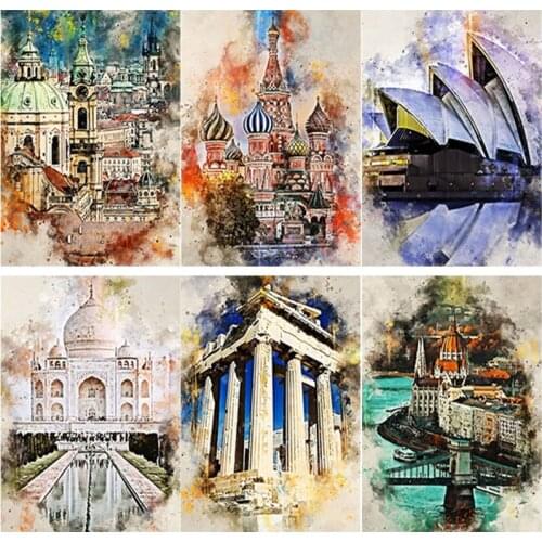 5D DIY Diamond Painting Famous Buildings Diamond Embroidery Scenery Cross Stitch Full Square Round Drill Home Decor Manual Gift