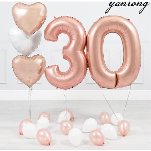 32inch 0-9 Digital Star Shape Foil Balloons Aluminum Rosegold Birthday Wedding Party Decor Baby shower Globos Kids Decorations