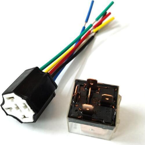 Car Transparent SPDT 80A Relay 4Pins 5Pins 12 Volt coil DC 24V Ceramic Relay Wiring Harness Socket Plug