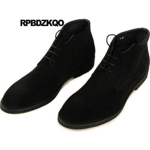 Luxury Boots Genuine Leather High Top Booties Full Grain Suede Designer Shoes Men Quality Plus Size Black Ankle Formal Oxford