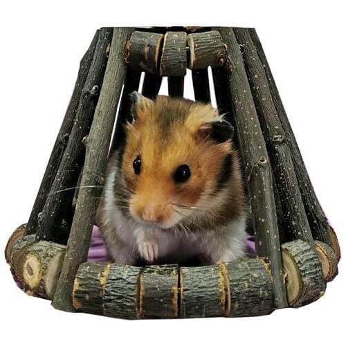 Wooden Hamster Nest House Hiding Hut Shelter Small Animal Chew Molar Toy Pet Supplies