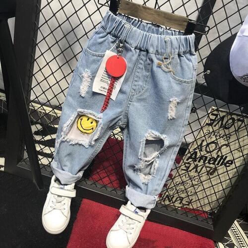 Children Broken Hole Jeans New Boys Girls Jeans Fashion 2-6Years Baby Children Jeans Autumn High Quality Kids Trousers 2-6years