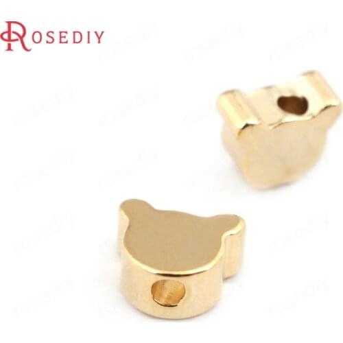 F311)20 pieces 6x5mm 24K Gold Color Plated Brass Bear Spacer Bracelet Beads High Quality Diy Jewelry Findings Accessories