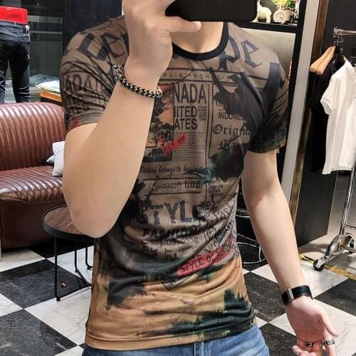 Summer Streetwear T-shirt Fashion Homme Hombre Camiseta Tshirt For Men Short Tee Personality Print Tshirt Man Club Party