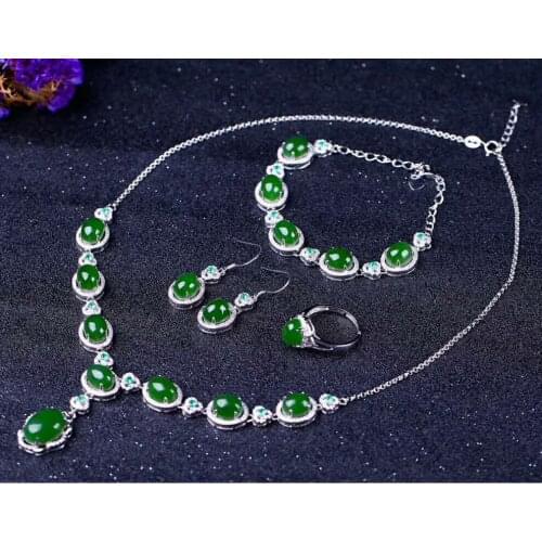 Hetian Biyu Silver set four-piece set Jasper egg noodle set j10