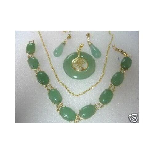 Genuine Jades Necklace ,Bracelet,Earring set 17"