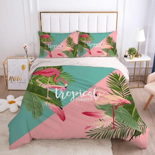 2/3pcs Duvet cover set pillow case Bedding set Queen King Euro Bed linens 220x240 140x200 240x260 Bed set nordic flamingos