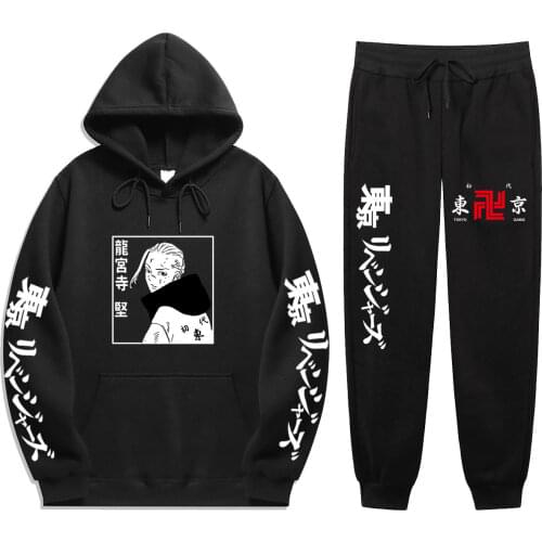 Hoodies Sets Japanese Anime Tokyo Revengers Autumn Winter 2 Pieces Sets Products Man Hoodie +Sweatpants Soft Loose