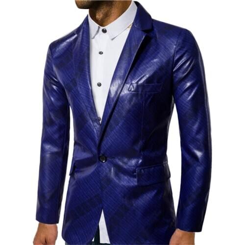 Leather Jacket Suit Twill Print Blazer for Men Stage Jackets
