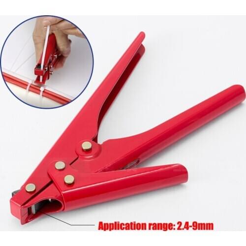 The red clamp gun holds the 2.4-9mm wide nylon cable to secure and cut into a tool and special hs-519 cable