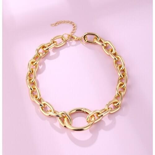 2020 New Punk Miami Cuban Choker Necklace Hip Hop Trendy Alloy Thick Chain Circle Women Fashion Jewelry Aesthetic Accessories