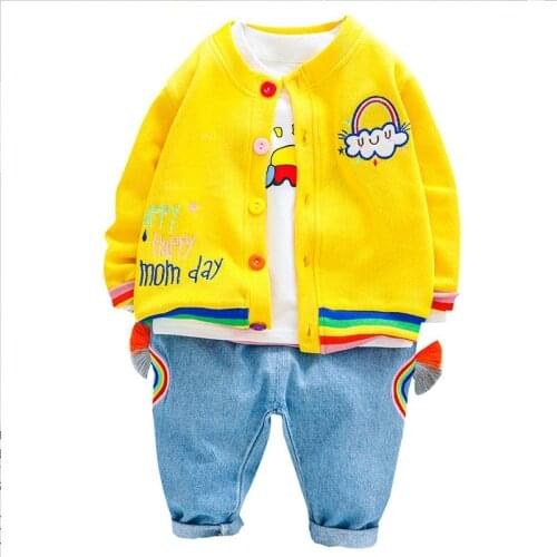Spring Autumn New Baby Girl Clothes Fashion Children Boys Jacket T Shirt Pants 3Pcs/sets Toddler Casual Clothing Kids Sportswear