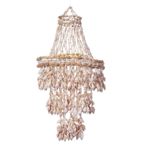 Conch Sea Shell Wind Chime for Outdoor Indoor Hanging Pendant Shell Hanging Ornament Wall Decor for Home Garden
