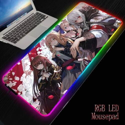 MRGBEST Anime Girl Frontline with Gun RGB Gaming Mouse Pad Computer Mousepad Large Mouse Pad Big Desk Mouse Mat Led Mause Pad