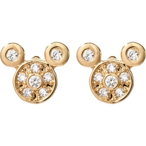 Cartoon kawaii mouse earrings environmental protection copper inlaid zircon earrings rose gold fashion trendy womens jewelry