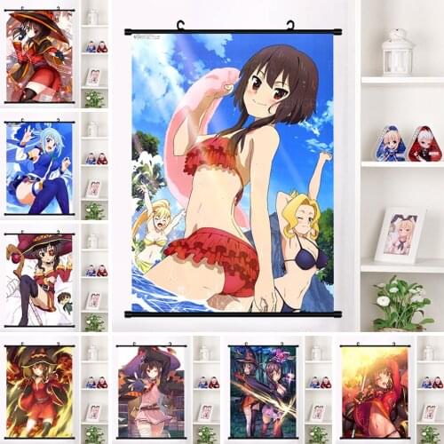 Cartoon Anime Canvas Painting Plastic Hanging Scrolls Poster Wall Art Japanese Character Picture Decoration Bedroom Home Prints