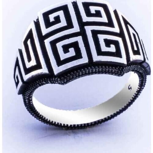 925 sterling Silver With Maze Pattern Men 'S Ring