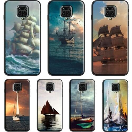 Yacht Sailing Boat Sunset For Xiaomi Redmi Note 10 7 8 9 Pro Note 8T 9S Soft Case For Redmi 9T 9A 9C K40 Pro Cover