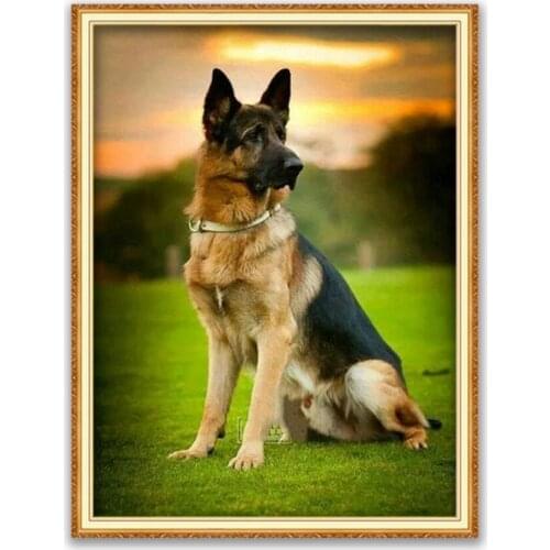 Animal German Shepherd DIY Cross Stitch Embroidery 11CT Kits Craft Needlework Set Printed Canvas Cotton Thread Home Decoration