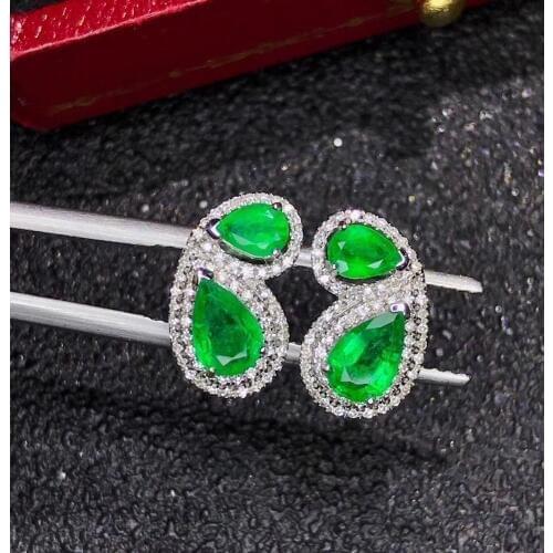 New elegent green emerald gemstone earrings for beauty silver jewelry girl birthday party gift natural gem fine jewelry