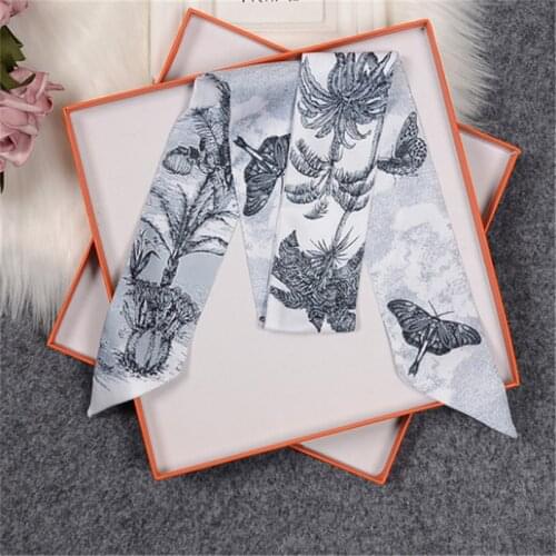New Bag Scarf Silk Skinny Scarf Women Luxury Long Hair Band Ladies Bandana Ribbon Tie Design Belt Female Neck Scarf Shawl Beach