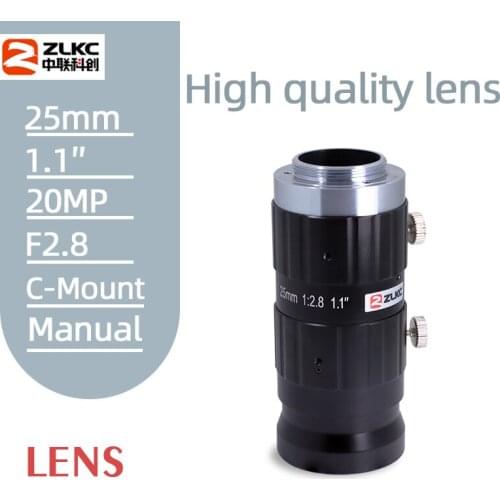 20 Mega Pixel 25mm 1.1" C-Mount Lens F2.8 Camera Lenses Low Distortion for Industrial Machine Vision Manual Iris FA/CCTV lens HD