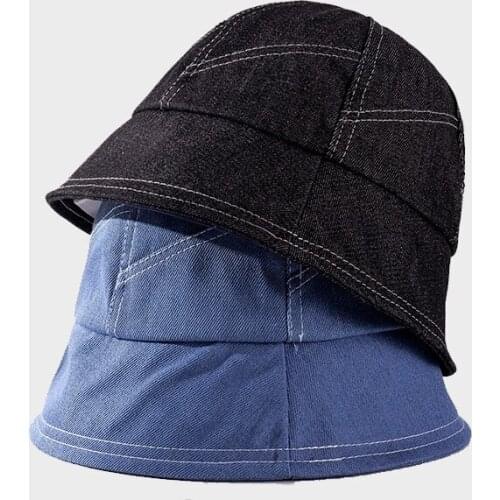 Cowboy Womens Bucket Hat Splicing Style Spring And Summer Panama For Girls Fashion Trend Thin Face Foldable Female Bucket Hat