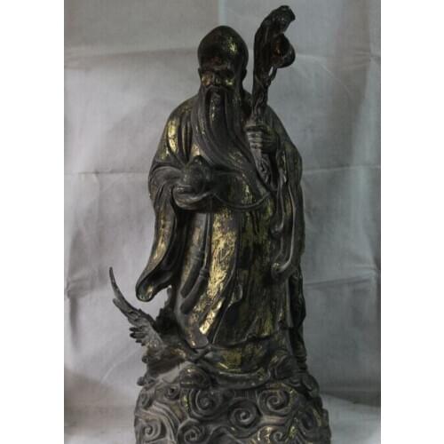 Song voge gem S1002 26 China Buddhism Copper Bronze Peach God Of Longevity Buddha Bodhisattva Statue