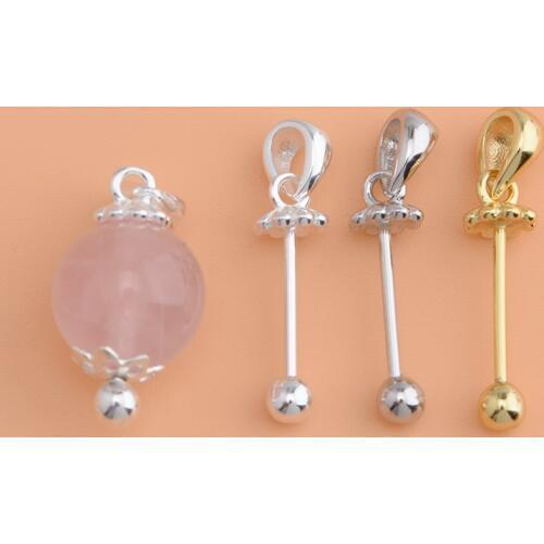 S925 Sterling Silver Crystal Pearl threaded pendant, universal necklace pendant jewelry string empty holder accessories