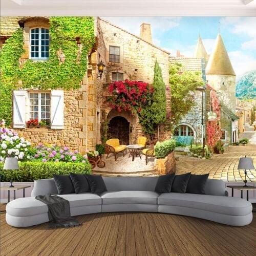Custom Photo Wallpaper 3D Stereo European Street Landscape Murals Restaurant Cafe Background Wall Cloth Waterproof 3D Wall Decor