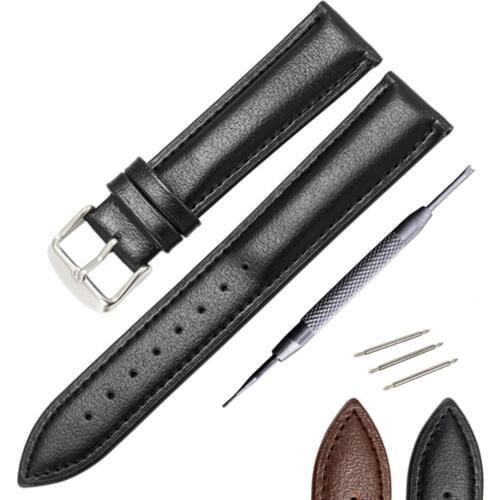 Genuine Leather Watchband Mens Women Watch Band Strap Black Brown Replacement 141618 20 mm Watches Accessories