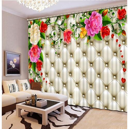 Luxury Blackout 3D Window Curtain For Living Room soft curtain rose curtains