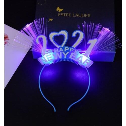 Happy New Year 2021 Glowing hairband Fiber led Head Party flashing christmas birthday Childrens hairband Spread Explosions