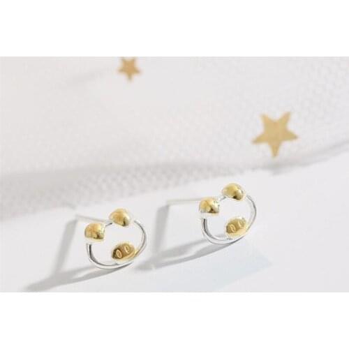 Cute Pigs Earrings 925 Sterling Silver Jewelry Stud Earrings Gold Hollow out Lovely Pigs Animal for Women Girls Gifts SE092