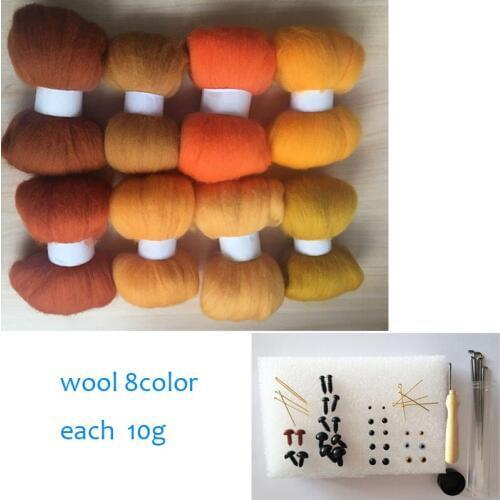 Wool felting wool fiber 10g/8pcs/lot+gift free shipping