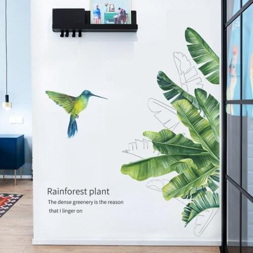 Tropical plants bird wall stickers bedroom living room decorations mural for home decor wallpaper art decals removable stickers