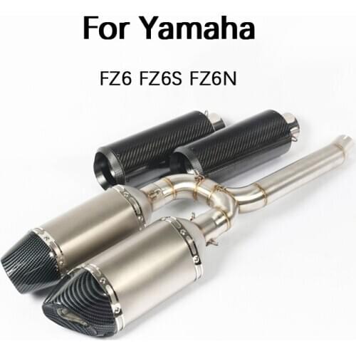 Dual-outlet for Yamaha FZ6 FZ6N FZ6S Motorcycle Exhaust Pipe Middle Pipe Slip On 2 51mm Mufflers Removable DB Killer Escape