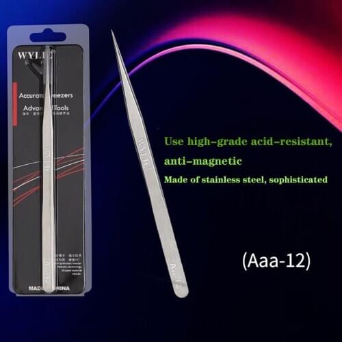 WYLIE Aaa-14 Aaa-12 Precision Repair Tweezers 16 cm long pointed stainless steel extra sharp hardened tweezers for mobile repair