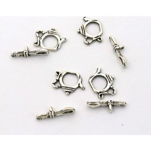 10 pair Teapot Spoon Antique Silver OT Clasp Connector For Jewelry Making Bracelet Necklace Diy Accessories Needlework Wholesale
