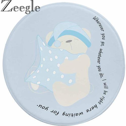 Zeegle Cartoon Round Carpet Flannel Home Decoration Non-slip Floor Mat Office Bedroom Chair Mat Children Bedroom Rugs