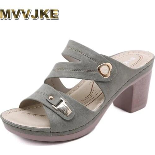 MVVJKENew Summer Womens Slippers European and American style High Heels Comfortable Slippers Ladies sandals Zapatillas de mujer