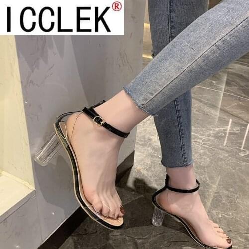 2021 Jelly Sandals Crystal Open Toed High Heels Women Transparent Heel Sandals Pumps Clear Sandals Women Sandals