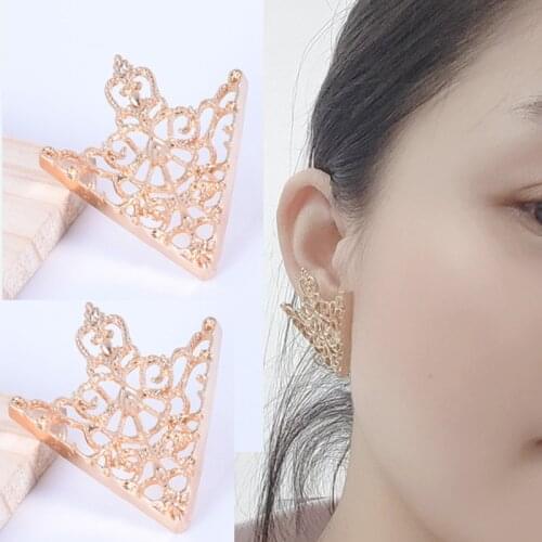 NEW FASHION EARRINGS#Creole Stainless Steel#Street Slap Personality Hollow Out Pattern Triangular EAR STUDS WOMAN MADE IN CHINA