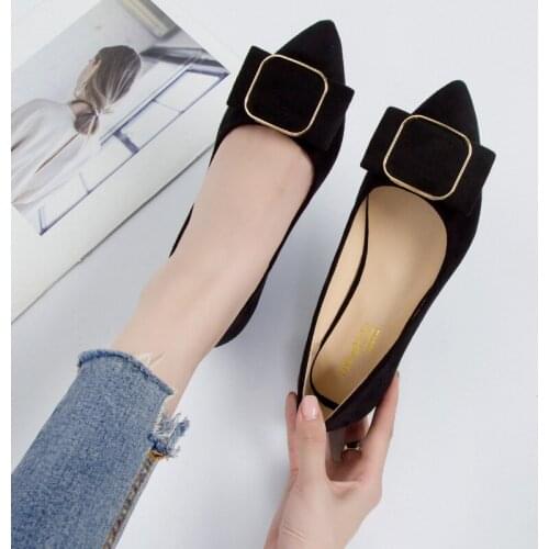 Women Flats Solid Color Black Red Beige Extra Small Size 31 32 33 Big Size 44 45 46 Lady Flat Heel Shoes Flock Leather Slip On