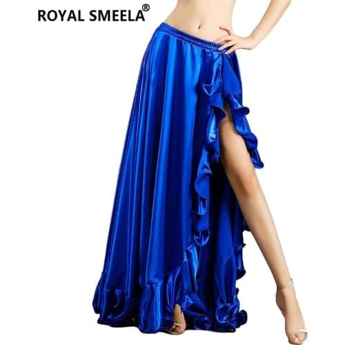 Satin skirt belly dance costume high split big swing skirt belly dancing skirt long women belly dance wear maxi skirt for dance
